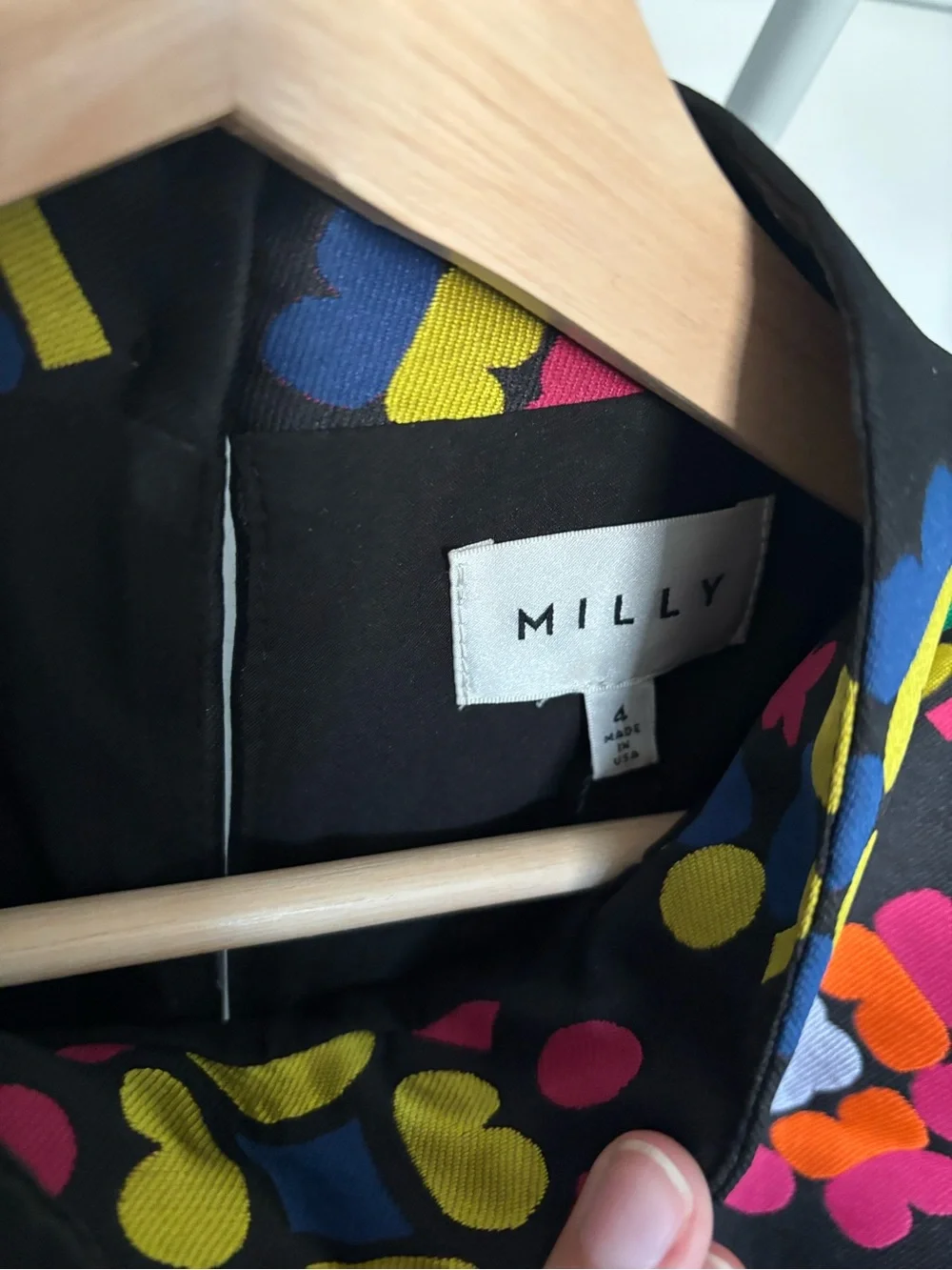 Milly Black Sleeveless Mini Dress with Geometric Print - Picture 2 of 5